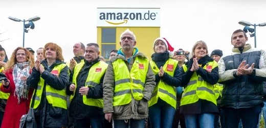 Stávka zaměstnanců německého Amazonu.