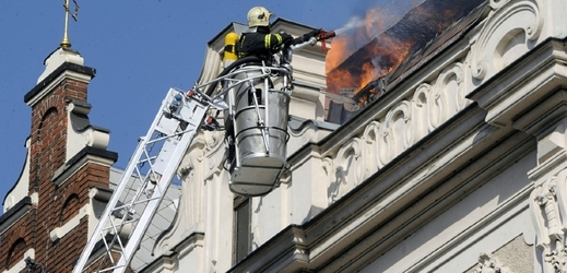 Požár v centru Prahy.
