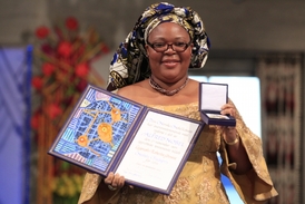 Nositelka Nobelovy ceny za mír Leymah Gboweeová.