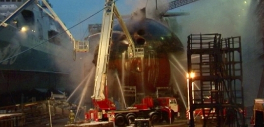 Požár ruské jaderné ponorky Jekatěrinburg v roce 2011.