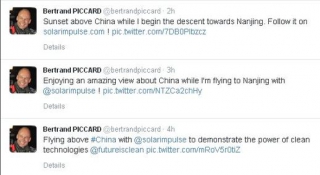 Bertrand Piccard své zážitky sdílí se světem v reálném čase prostřednictvím Twitteru.