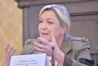 Předsedkyně francouzské Národní fronty Marine Le Penová na pražské konferenci Evropský mír a prosperita po Evropské unii.