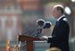 Ruský prezident Vladimir Putin při slavnostním projevu na zahájení vojenské přehlídky na Rudém náměstí.