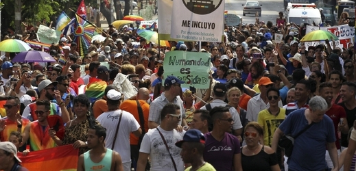 Manifestace homosexuálů v kubánské metropoli.