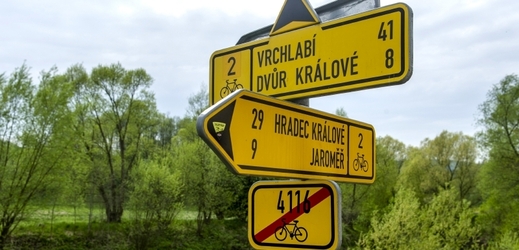 Rozcestí cyklotras v Královéhradeckém kraji.