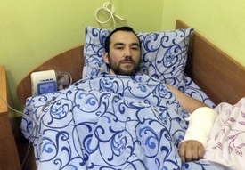 Jevgenij Jerofejev v kyjevské vojenské nemocnici.