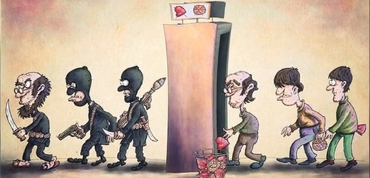 Karykatura Islámského státu.