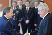 Miloš Zeman a Marcel Chládek. Jmenování vlády v lednu 2014.