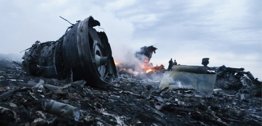 Trosky zříceného letounu MH17.
