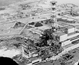 Elektrárna v Černobylu. Historické foto 1989.