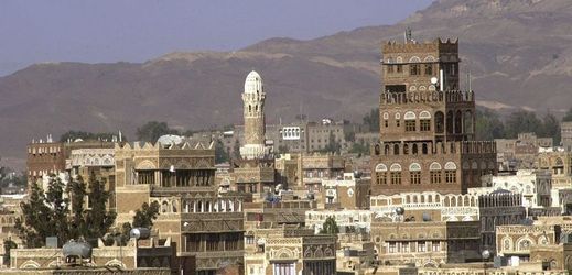 Centrum města Saná v Jemenu.