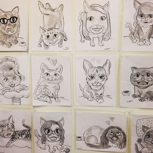 Své kočce jste mohli nechat nakreslit i karikaturu.