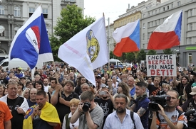 Momentka z demonstrace v Brně.