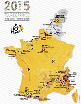 Grafické znázornění jednotlivých etap letošního ročníku Tour de France.