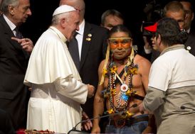 Setkání papeže Františka s bolívijskými menšinami.