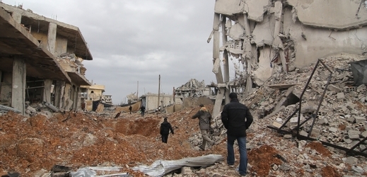 Severosyrské město Kobani zničené po střetech mezi kurdskými vojáky s Islámským státem.