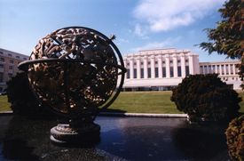 Budova OSN ve švýcarské Ženevě.