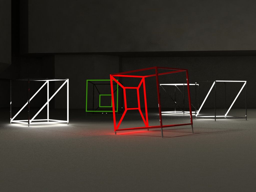 Interaktivní instalace Dancing Cubes české sklářské firmy Preciosa.