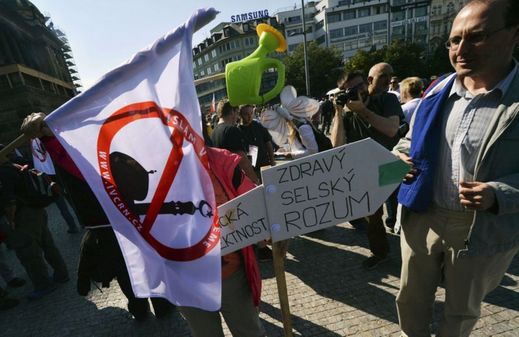 Demonstranti na Václavském náměstí.