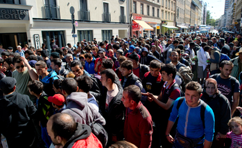Tisíce migrantů v Mnichově.