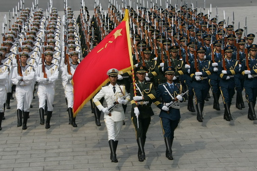 Na vojenské přehlídce v Pekingu.