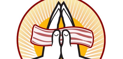 Symbolem církve jsou bodlící se ruce, které drží plátek slaniny a za nimi se nachází slunce.