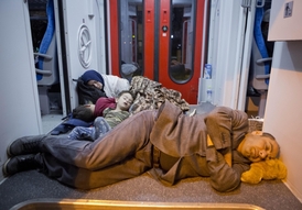 Uprchlíci ve vlaku.
