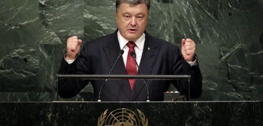 Petro Porošenko při projevu ke shromáždění OSN.