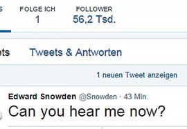 Snowdenův vzkaz na Twitteru.