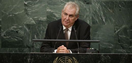 Miloš Zeman během svého projevu na Valném shromáždění OSN.