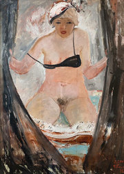 Eroticky laděný obraz sovětského umělce Alexandra Dejneky.