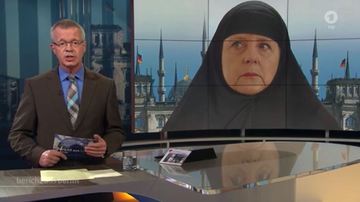 Merkelová v čádoru ve vysílání televize ARD.