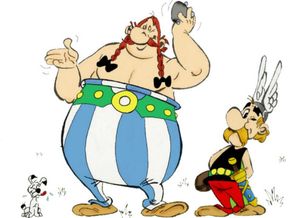 Komixové postavičky Asterix a Obelix.