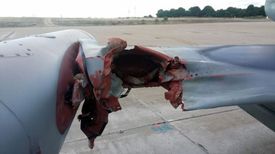 Pták letounu výrazně poničil křídlo, jeho pilot ale dokázal se strojem přistát.