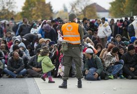 Uprchlíci na slovinsko-rakouské hranici.