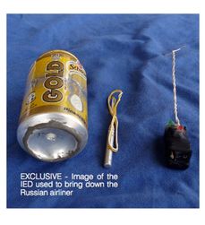 Bomba, kterou vyhodili islamisté ruské letadlo do povětří.