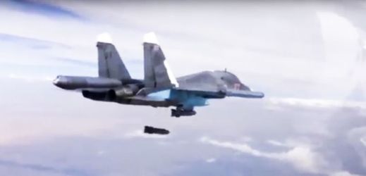 Bombardování území IS ruským letectvem.