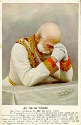 Císař František Josef se modlí za vítězství.