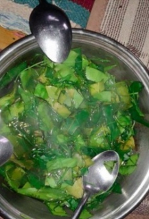 Polévka z listí je jedinou možnou obživou, která se dá z venkovních surovin uvařit.