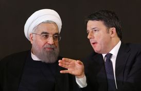 Íránský prezident Hasan Rúhání s italským premiérem Matteem Renzim.
