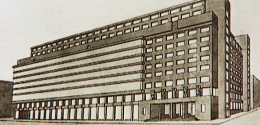 Vítězný funkcionalistický návrh na přestavbu Veletržního paláce. 