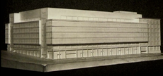 Model přestavby Veletržního paláce.