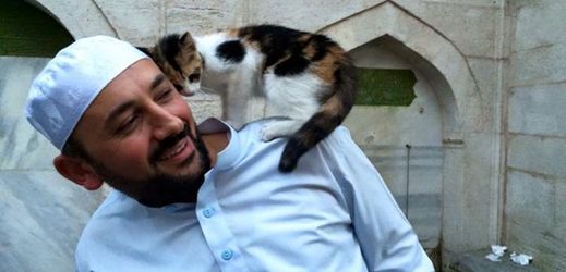 Imám Mustafa Efe je milovníkem koček, proto je pustil do mešity.