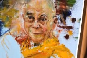 Portrét Dalajlamy, olejomalba.