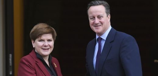 Polská premiérka Beáta Szydlová a britský premiér David Cameron.