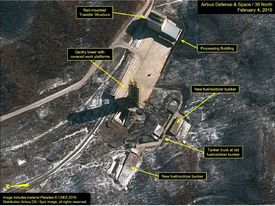 Satelitní snímek severokorejské střelnice Sohe.