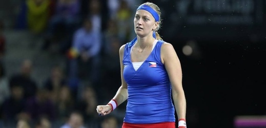Petra Kvitová v utkání se Simonou Halepovou.