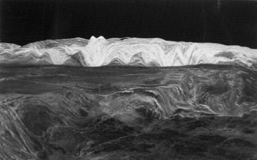Snímek Maxwel Montes, nejvyšší hory planety Venuše, pořízený kosmickou sondou Magellan.