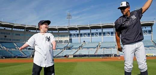 Desetiletý Landis Sims a hvězda Yankees Alex Rodriguez.