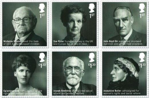 Série poštovních známek nazvaná British Humanitarians.